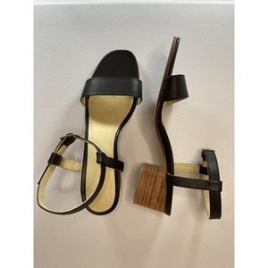 Nisolo Block Heel Sandal in Black Ankle Strap Leather Women's Size 9 EUC Summer